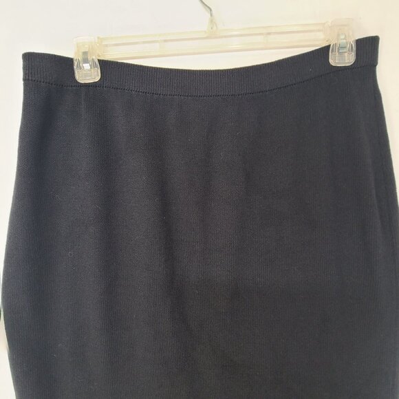 St. John  BASICS Women's Santana Knit Midi Skirt Black Size 16 Designer Classic - Picture 6 of 7
